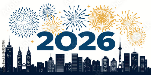 Celebrating New Year's Eve in a vibrant cityscape with fireworks