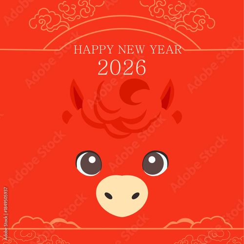 2026 붉은 말의 해 한국 전통 새해 인사 포스터 템플릿