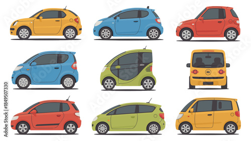 Colorful Array of Compact Car Designs A Study in Automotive Diversity and Modern Transportation