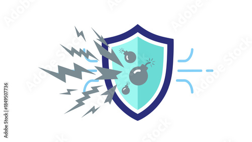 Shield protecting against cyber threats and explosive attacks