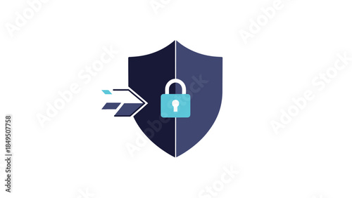 Secure protection shield with lock and arrow for safety and defense