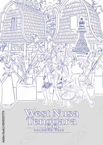 Coloring pages of West Nusa Tenggara traditional culture