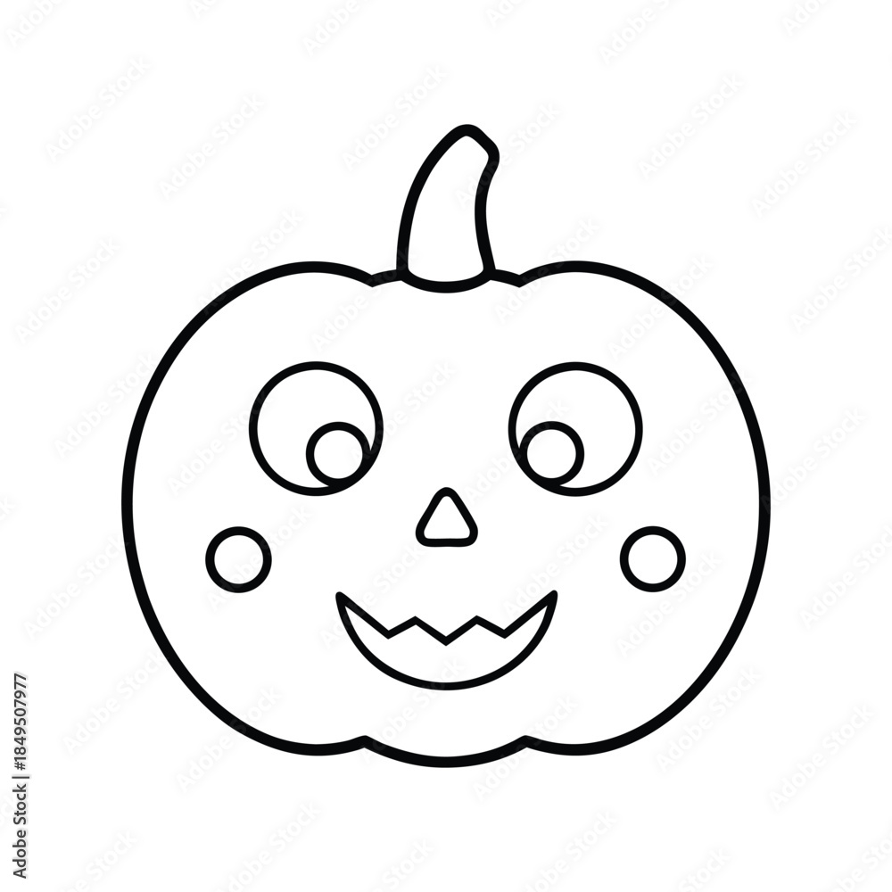 Obraz premium Pumpkin face outline halloween themed illustration on white background Vector illustration