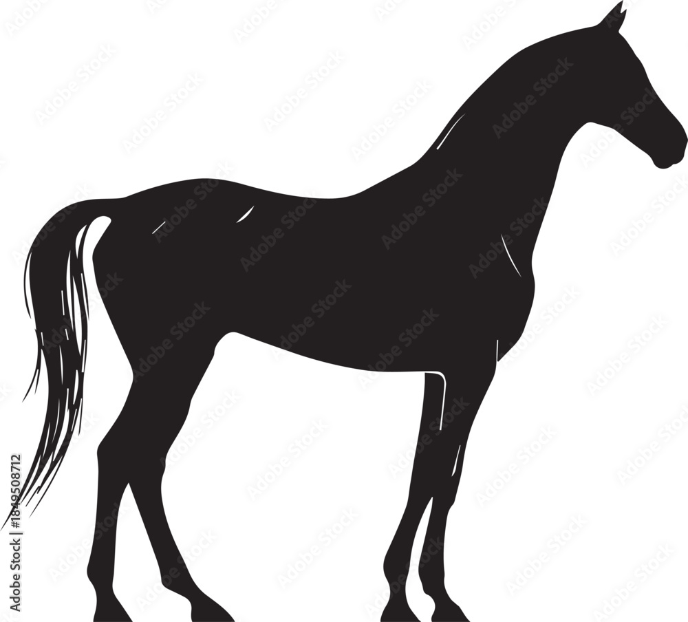 Fototapeta premium Akhal-Teke Horse Vector Silhouette Black Isolated on White Background