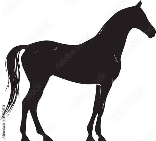 Akhal-Teke Horse Vector Silhouette Black Isolated on White Background