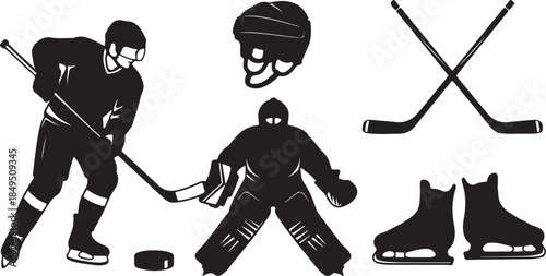 Ice Hockey Stylized Vector Silhouette