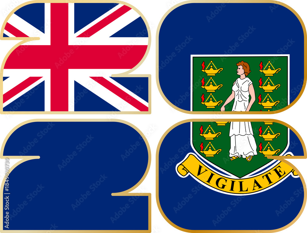 Fototapeta premium 2026 with flag of British Virgin Islands