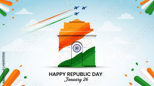 Vibrant India Republic Day Celebration with Jets Soaring Skyward on January 26th