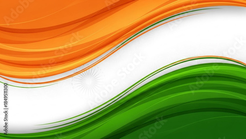 Vibrant Orange, White, and Green Abstract Waves Background for Indian Celebrations and Patriotic Events