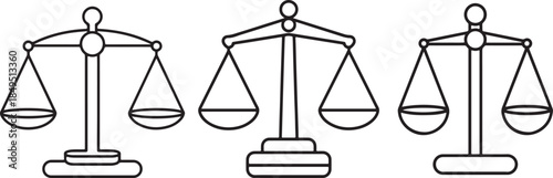 Set of Weight Scales Line Art Coloring Book Page Outline Illustration