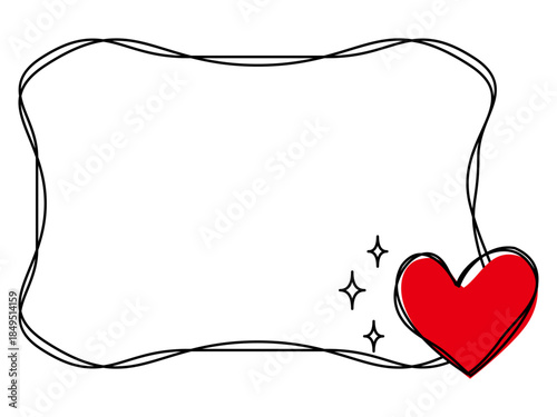 手描きハート付き緩やかな線のフレーム