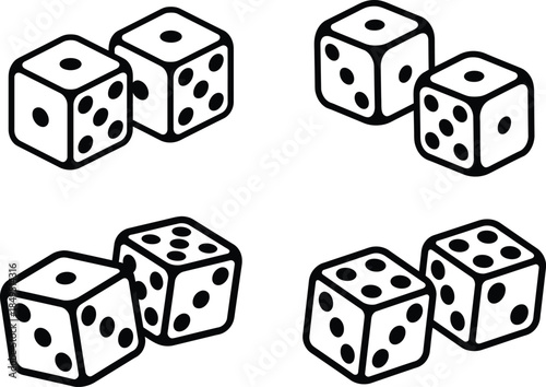 Dice game icons set for casino and board games
