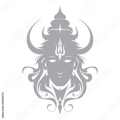 This beautiful line art depicts the serene and powerful figure of Lord Shiva, a prominent Hindu god