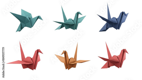 Colorful Origami Crane Paper Art Set, Creative Crafting, Studio View, Minimalist Design