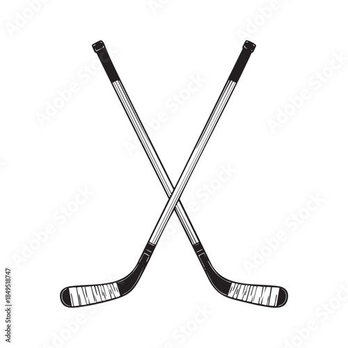 Crossed Ice Hockey Sticks Engraving