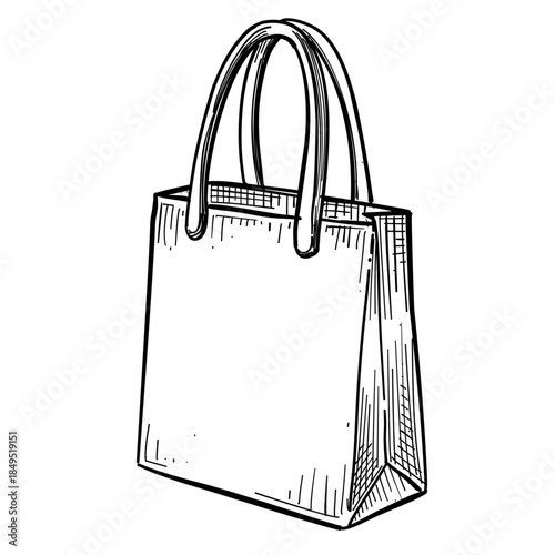 Shopping totebag vector line art hand drawn illustration
