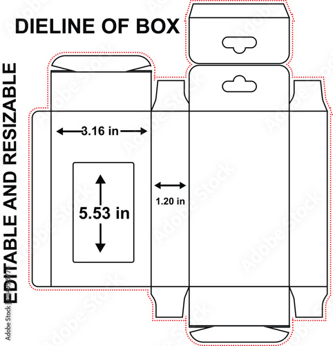 Hanging electronic product box with window dieline