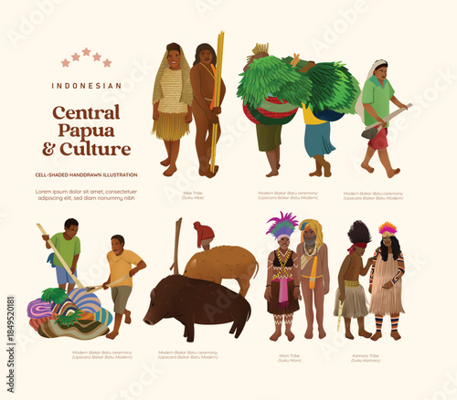 Isolated Indonesian Central Papua cultural asset illustration