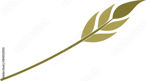 Stylized green leaf arrow pointing upwards on white background