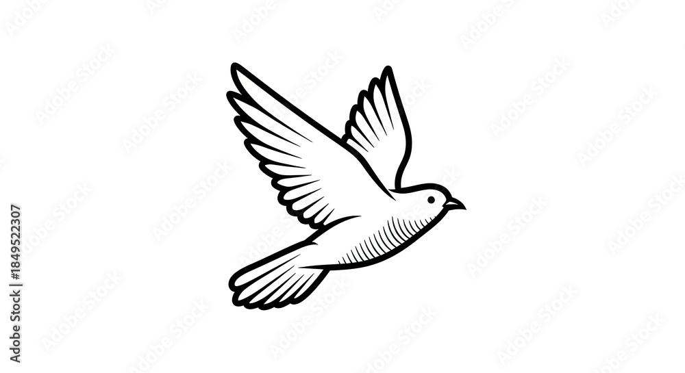 Fototapeta premium Flying Dove Illustration - A Symbol of Peace and Freedom.