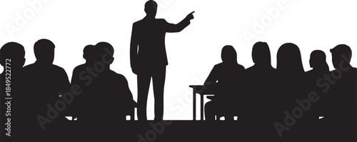 Public Speaker Presenting to Audience Silhouette

Business Presentation Seminar Silhouette Isolated

Leadership Coaching and Public Speaking Silhouette