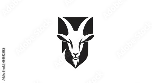 Goat Head Shield Logo Design.