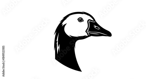 Goose Head Profile Illustration - Black and White Art.