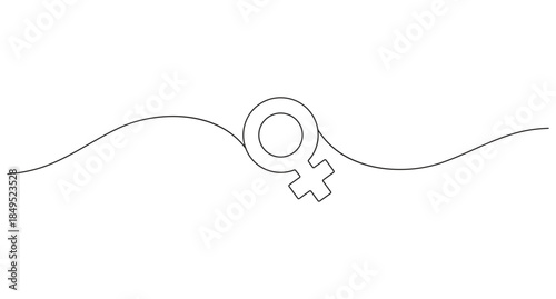 Continuous Line Art of Feminine Symbol, Woman Profile, Continuous Line Art of Female Gender Symbol,International Women's Day concept
