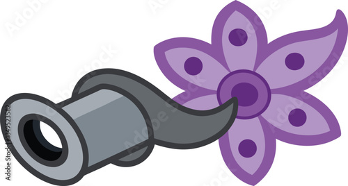 Cartoon illustration of a flower growing from a pipe