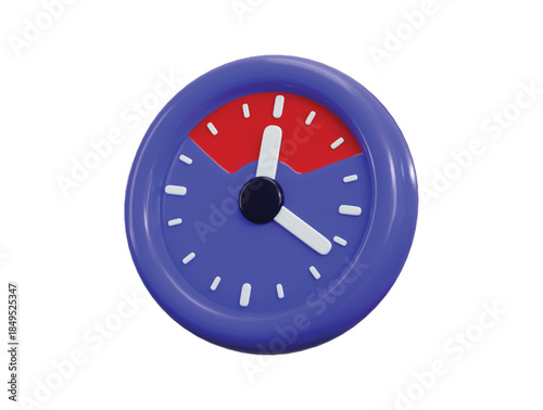 Wall clock icon 3d render concept of rounded clock icon vector illustration