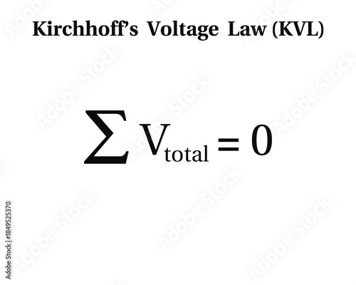 Kirchhoff’s Voltage Law Formula on the white background. Education. Science. School. Vector illustration.