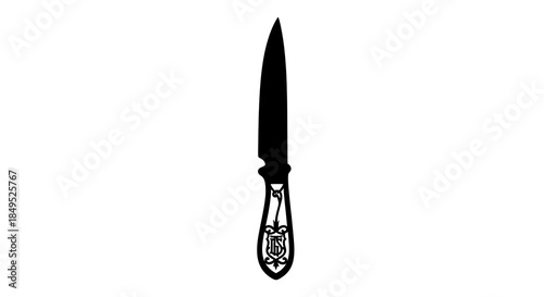 Knife silhouette against white background, sharp blade, detailed handle.
