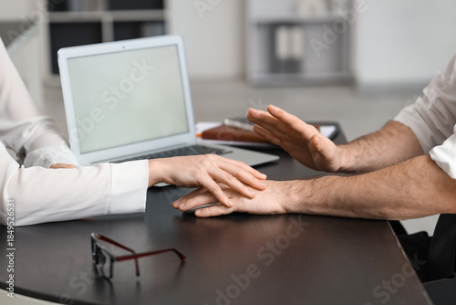 Hands of woman seducing her...