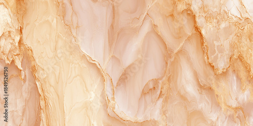 Luxurious polished onyx marble texture with golden veins, creamy white stone surface featuring a creamy white and pale beige background.