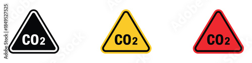 CO2 emission hazard warning icon vector. Carbon dioxide warning, environmental hazard and danger symbol. vector illustration.