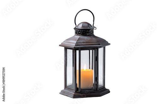 Wallpaper Mural Rustic metal lantern with lit candle inside on black background light flame, Png, Isolated on Transparent Background, Cut Out Torontodigital.ca