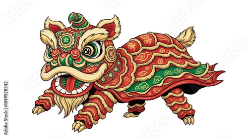 Wallpaper Mural Vibrant Chinese Lion Dance Illustration for Festive Celebrations. Torontodigital.ca