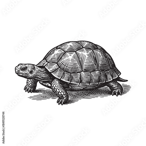 Tortoise Turtle Walking Reptile Engraving