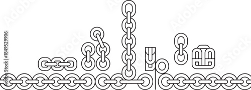 Chain Link Fence Metal Strong Security Strength Connection Industrial Construction Vector