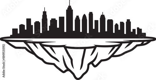 Urban metropolis floating island design for fantasy and imaginative landscape themes