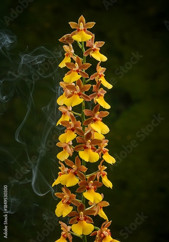 Elegant orchid flower displayed against dark backdrop with natural lighting