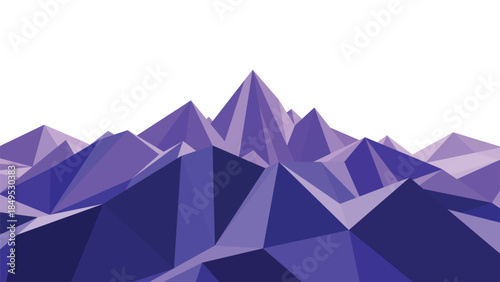 Abstract polygonal mountains in shades of purple and violet hues