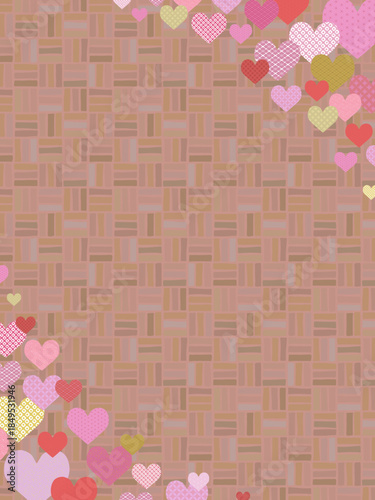 ハートの背景⑭縦_和柄_ななめ_茶色算木くずし