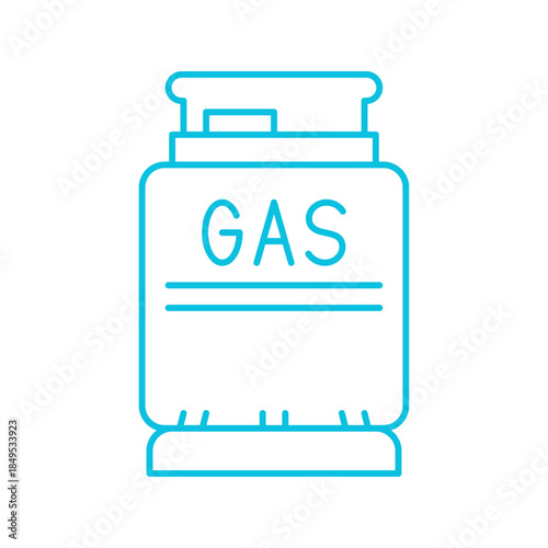 Minimalist blue outline icon of a gas cylinder, commonly used for fuel and heating.
