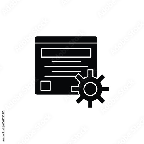 Website settings configuration icon representing a webpage with gear control.
