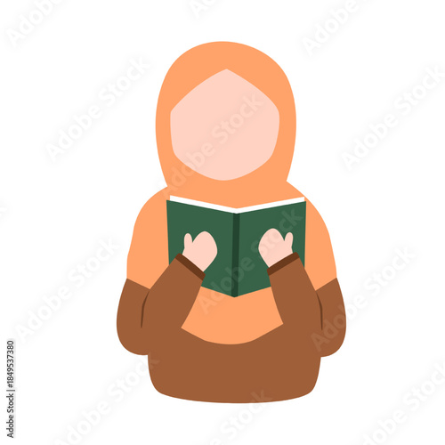 Girl reading Quran. Muslim woman reading Quran. 