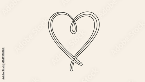 Simple hand-drawn heart outline in a continuous line on a light cream background, conveying love and affection.