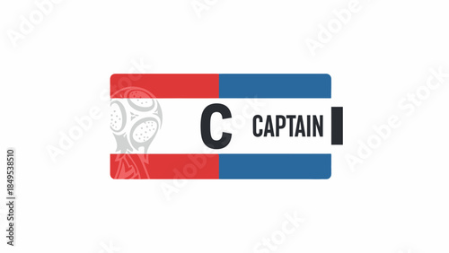 "C CAPTAIN" Text with Soccer Ball and Team Colors Representing Sports Leadership on Isolated White Background
