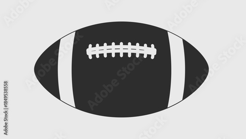 American Football Ball in Black and White on Isolated White Background