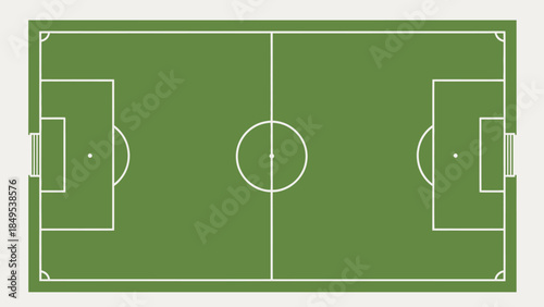 Aerial View Green Football Pitch with White Lines